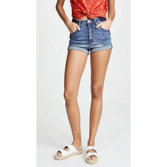 One Teaspoon Harlets Denim Shorts Superstar Blue Size 26